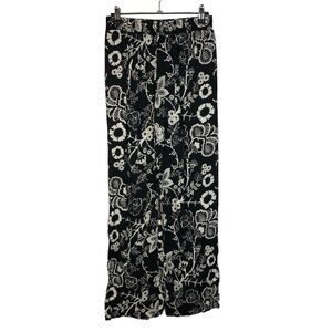 Body Central Black & White Floral High Rise Pull On Pants M